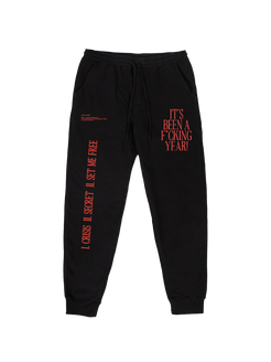 It's been a f*cking year black and red sweatpants Joshua Bassett